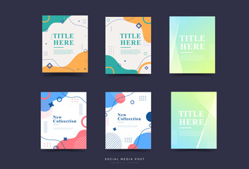 Post modern social media background, minimalist style, 6 set collection