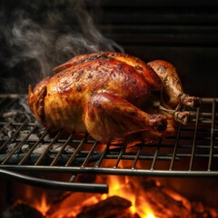 Fototapeta premium Chicken cooked on the grill grate