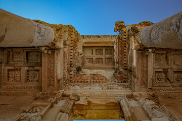 Ephesus ancient city Celsus Library decorations, stone engravings