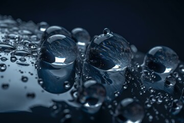 Water droplets on blue. Generative AI