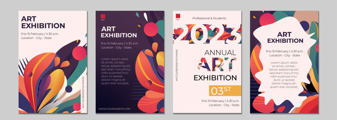 Set of abstract creative universal artistic templates. Good for poster, card, invitation, flyer, cover, banner, placard, brochure and other graphic design. Vector illustration.