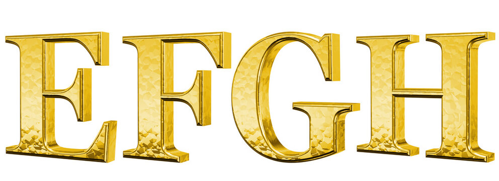 3d luxury gold letter E, F, G, H