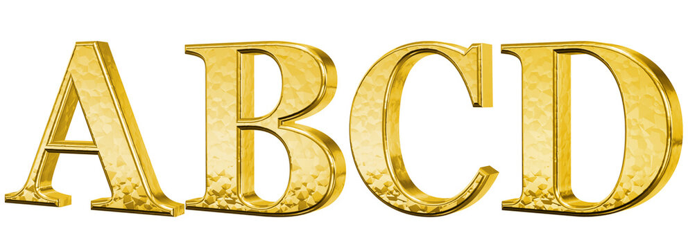 3d Luxury Gold Letter A, B, C, D