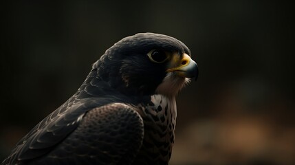 Black Peregrine Falcon Close-up - Generative ai