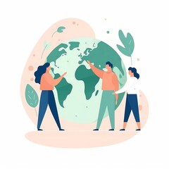 Protecting the Planet: Eco-Friendly People and Earth Globe Concept - Generative ai