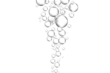 Water bubbles set isolated on white background. Air water bubbles for soda effect, transparent backdrop, icon design, champagne bubbles, texture and wallpaper. Water drops pattern, vector illustration