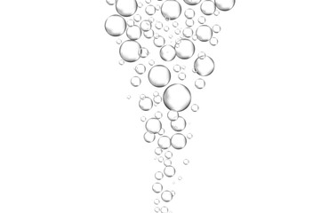 Water bubbles set isolated on white background. Air water bubbles for soda effect, transparent backdrop, icon design, champagne bubbles, texture and wallpaper. Water drops pattern, vector illustration