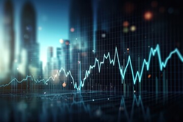 Fototapeta premium Abstract of Financial growth chart increase to new high investment, Generative AI
