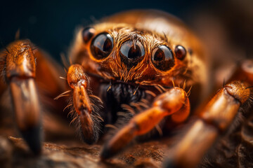 Tarantula spider on a waffle, extreme close up. High quality photo
