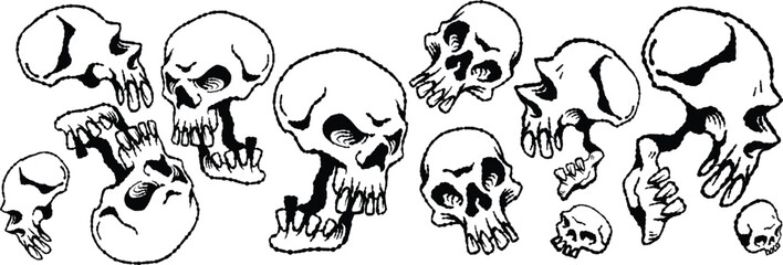 Human skulls cartoon vectors art