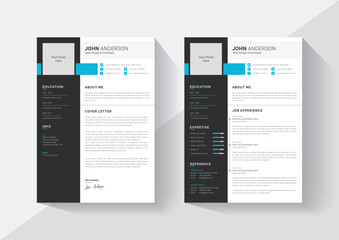 Fototapeta na wymiar Professional Elegant Resume and Cover Letter Layout Vector Template for Business, Minimalist Resume Cv template, Resume design template For Your Job Application