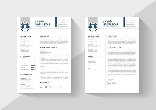 Professional Clean And Modern Vector Resume Cv With Cover Letter Set Template