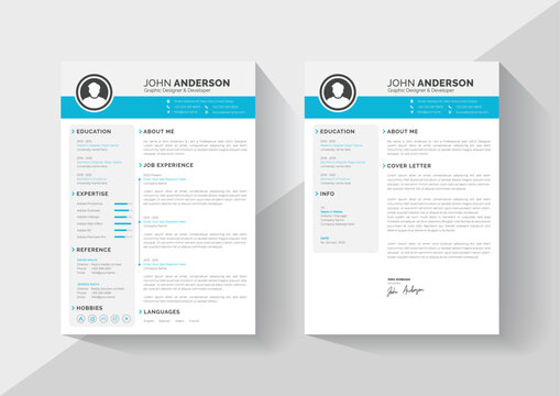 Professional Modern Resume and Cover Letter Layout Vector Template for Business, Minimalist resume cv template, Resume design template