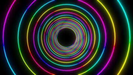 circle neon technology background. 3D illustration.