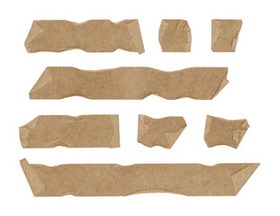 Collection of adhesive tape pieces on transparent background	