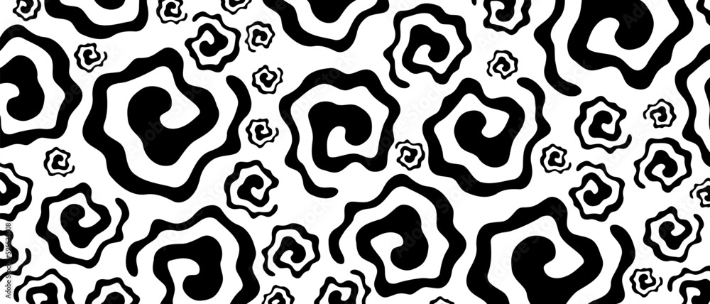 Poster swirls in cartoon comic style. twisted gothic pattern background. gothic abstract vector texture.