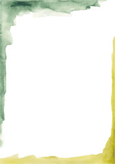 Abstract green and yellow watercolor frame. Blank sheet. Text or picture place.