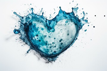 Fototapeta na wymiar Watercolor blue heart on white background. Generative AI