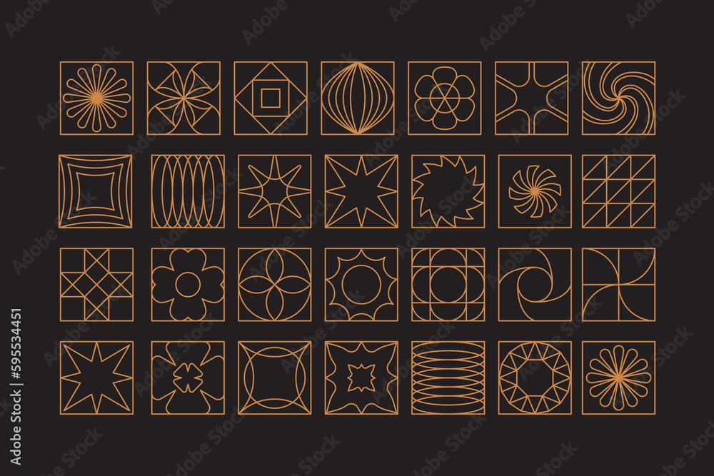 Poster vector minimal geometric illustrations set - trendy abstract aesthetic minimal compositions, prints,
