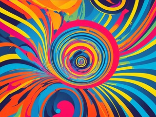 An abstract digital illustration with a hypnotism theme, featuring swirling patterns, bold colors, and a mesmerizing design.