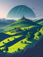 Moravia hills landscape. AI generated illustration
