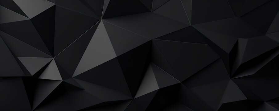 Abstract black 3d polygonal pattern texture background, AI concept