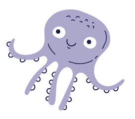 Octopus character isolated on white background. Vector graphic design illustration