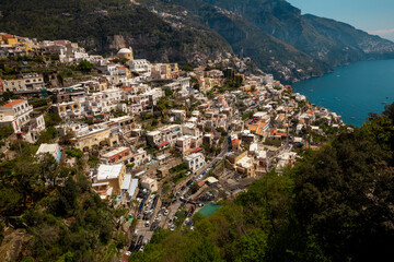 Fototapeta na wymiar Panorama of Positano town and Amalfi Coast in Italy