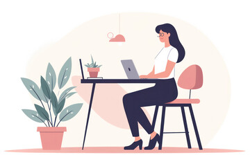 Elevate Your Brand with Stunning AI-Generated Woman Laptop Vector Graphics"