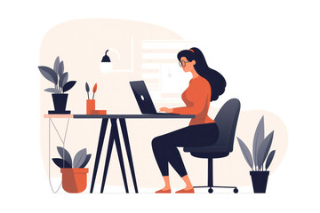 Fototapeta premium Elevate Your Brand with Stunning AI-Generated Woman Laptop Vector Graphics