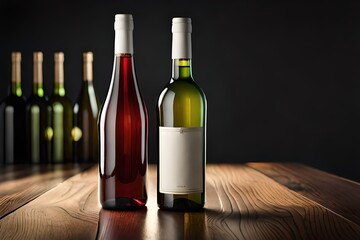 Fototapeta na wymiar blank labelled wine bottle advertising template