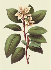 Fantasy Non-Existent Plant, Haritaki-like Botanical Illustration, Abstract Generative AI Illustration