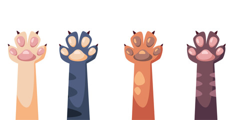 Cat paw pet animal isolated set. Vector graphic design illustration