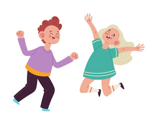 Kid child children cute happy friends isolated set. Vector graphic design illustration