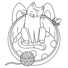 Set of elements for animals, cats, dogs, pillow for pets, ball of thread.