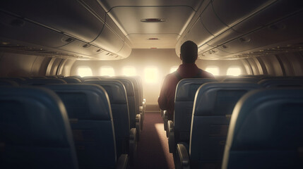 Fototapeta premium Passengers in the airplane. Generative Ai