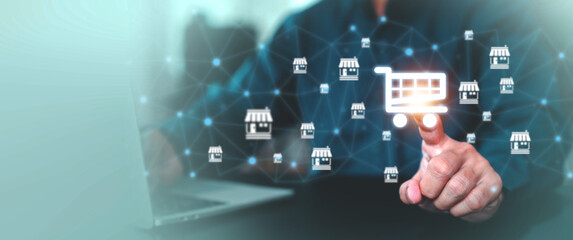 Franchise business e-commerce online e-marketplace or digital marketing branch expansion for growth...