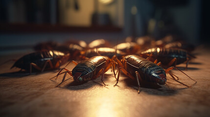 Cockroaches on the floor. Generative Ai