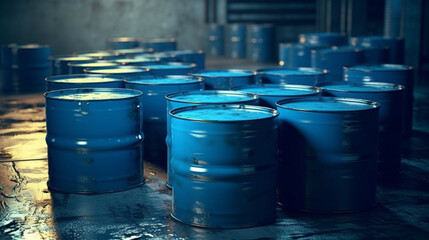 Oil barrels in a factory. Generative Ai