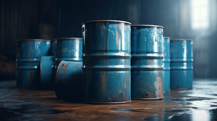 Oil barrels in a factory. Generative Ai