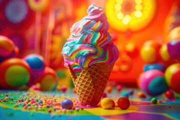 Ice cream landscape. Generative AI