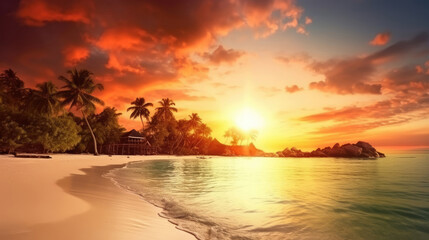 Fototapeta na wymiar Landscape of paradise tropical island beach