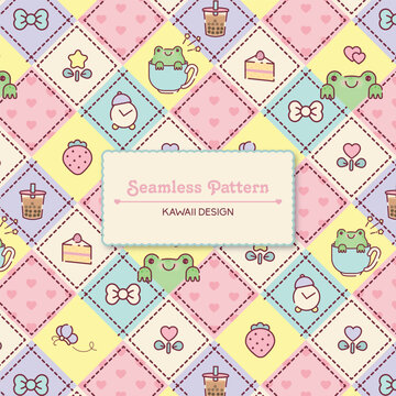 Cute baby frog seamless pattern 