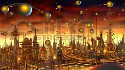 Interdimensional travel and parallel universes sci-fi illustration. Generative AI