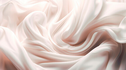 Obraz premium Light peach, pastel satin fabric, silk, crumpled fabric texture. Generative AI