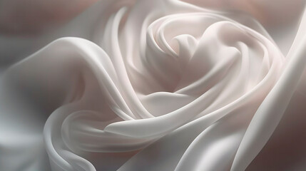 Plakat Light white, pastel satin fabric, silk, crumpled fabric texture. Generative AI