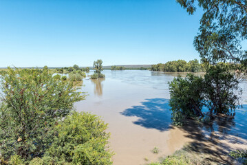Orange river at Samevloeiing where Vaal River joins from right