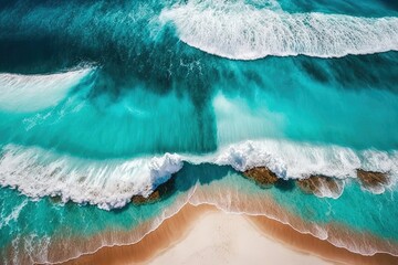 An aerial view of the ocean and beach, created with Generative Ai Technology
