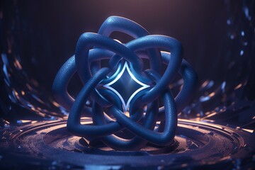 A modern 3D depiction of the indigo Ajna chakra symbol in an abstract style. Generative AI