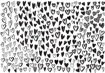 hand drawn vector heart doodles shapes geometric elements set for heart pattern design and heart decoration 